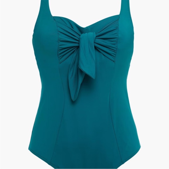 NWT Maison Lejaby Norma Jeane Ballerina Swimsuit One Piece Underwire Teal Sz 32F - Picture 3 of 12